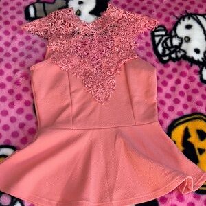 Windsor Peplum Top with Lace Detail